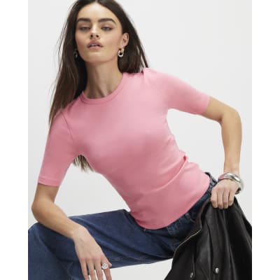 Pink Short Sleeve Fitted Top