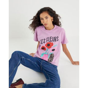 Pink Short Sleeve Les Fleurs T-shirt