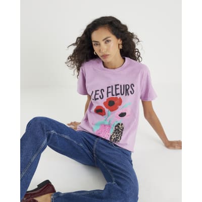 Pink Short Sleeve Les Fleurs T-shirt