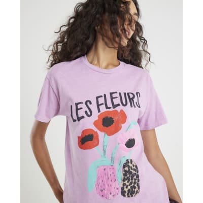 Pink Short Sleeve Les Fleurs T-shirt