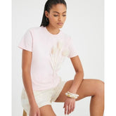 Pink Short Sleeve Organza Flower T-shirt