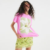 Pink Short Sleeve Photographic Floral T-shirt