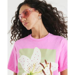 Pink Short Sleeve Photographic Floral T-shirt