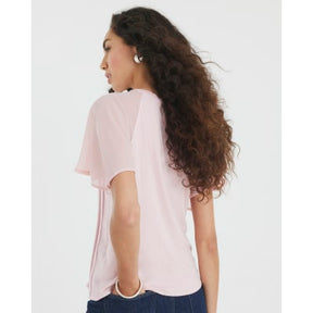 Pink Short Sleeve Pleated Hybrid T-shirt