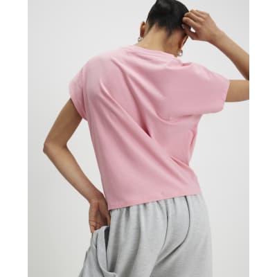 Pink Short Sleeve Twist Front T-shirt