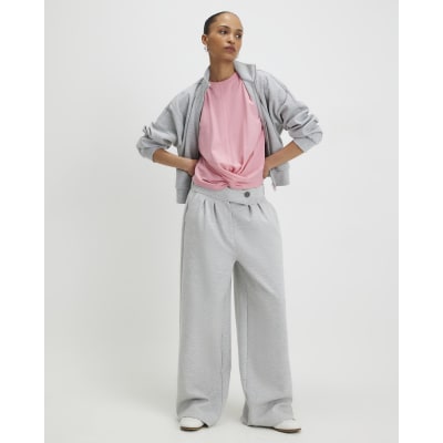 Pink Short Sleeve Twist Front T-shirt