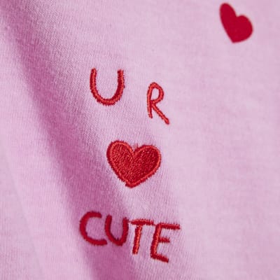 Pink Short Sleeve Ur Cute Embroidered T-shirt