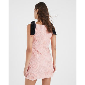 Pink Sleeveless 3D Rose Floral Mini Dress