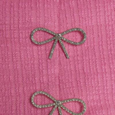 Pink Sleeveless Bow Detail Bandeau Waistcoat