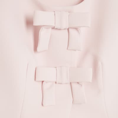 Pink Sleeveless Bow Top