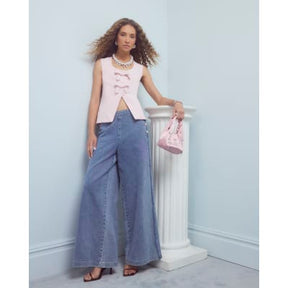 Pink Sleeveless Bow Top