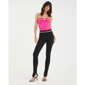 Pink Sleeveless Gold Trim Bandeau Bodysuit