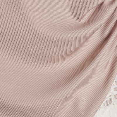 Pink Sleeveless Lace Trim Cami Top