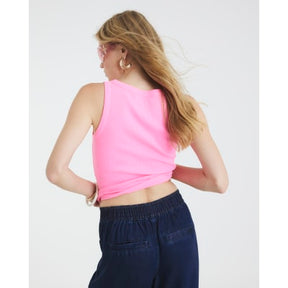 Pink Sleeveless Ribbed Tank Top