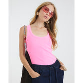 Pink Sleeveless Ribbed Tank Top