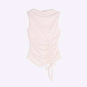 Pink Sleeveless Ruched Tie Detail Top