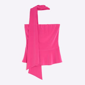 Pink Sleeveless Scarf Neck Bandeau Top