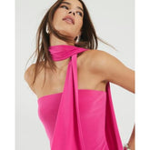 Pink Sleeveless Scarf Neck Bandeau Top