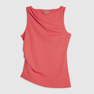 Pink Sleeveless Slash Neck Top