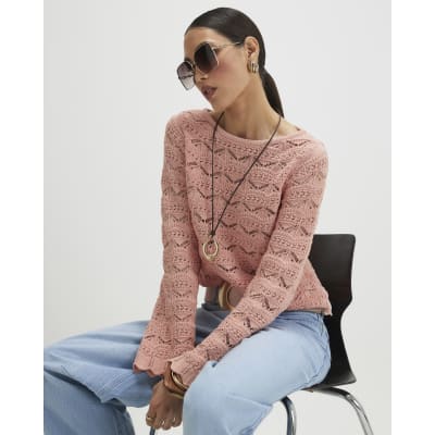 Pink Stitch Boat Neck Jumper