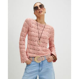 Pink Stitch Boat Neck Jumper
