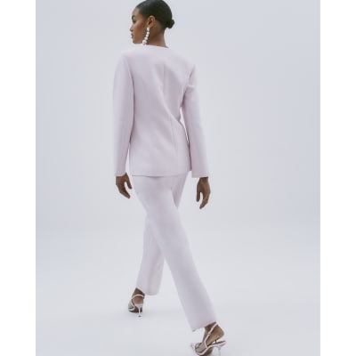 Pink Tapered Straight Leg Trousers