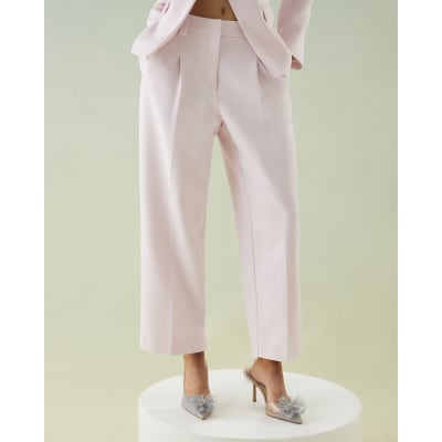 Pink Tapered Straight Leg Trousers