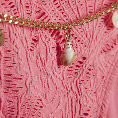 Pink Textured Shell Chain Bikini Briefs