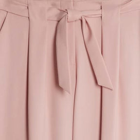Pink Tie Waist Wide Leg Trousers