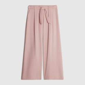 Pink Tie Waist Wide Leg Trousers