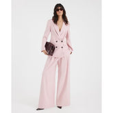 Pink Tie Waist Wide Leg Trousers