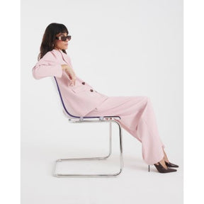 Pink Tie Waist Wide Leg Trousers