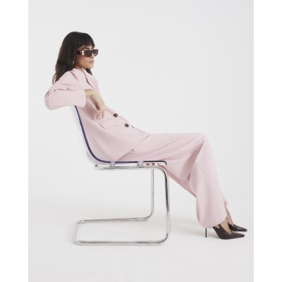 Pink Tie Waist Wide Leg Trousers