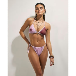 Pink Triangle Colour Block Bikini Top