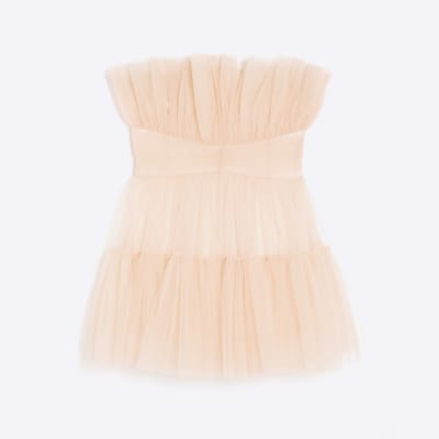 Pink Tulle Bandeau Mini Dress