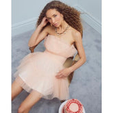Pink Tulle Bandeau Mini Dress