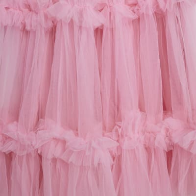 Pink Tulle ruffle midi Dress