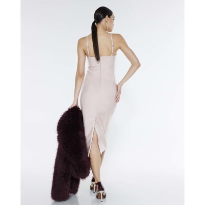 Pink Vinyl Corset Midi Dress