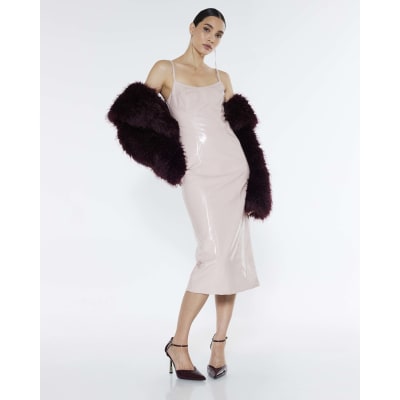Pink Vinyl Corset Midi Dress