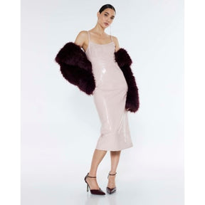 Pink Vinyl Corset Midi Dress