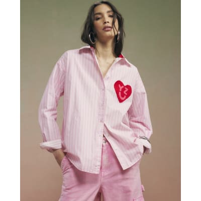 Pink Year Zero Stripe Back Slogan Shirt