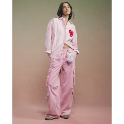 Pink Year Zero Stripe Back Slogan Shirt