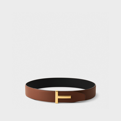 Plain Leather Reversible T Buckle Belt