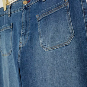 Plus blue high waisted flared jeans