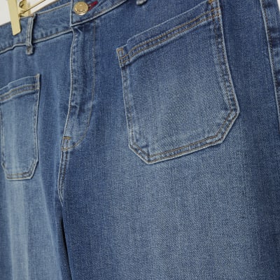Plus blue high waisted flared jeans