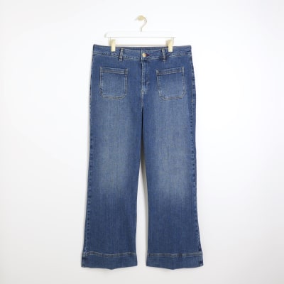 Plus blue high waisted flared jeans