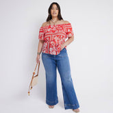 Plus blue high waisted flared jeans