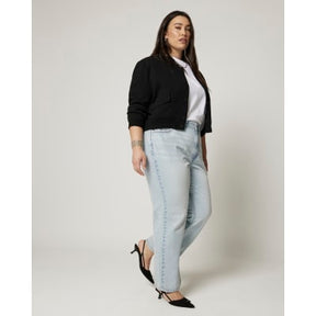 Plus blue high waisted relaxed straight jeans