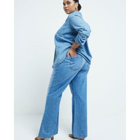 Plus blue high waisted straight leg jeans