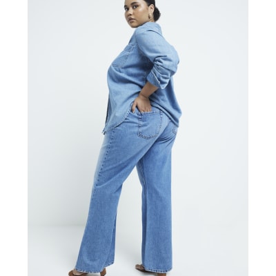 Plus blue high waisted straight leg jeans